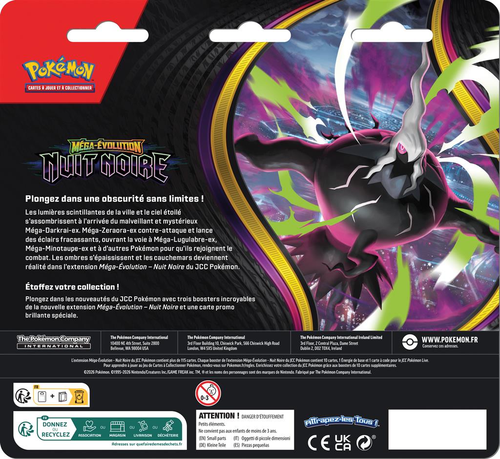 Pokémon ME05 - Nuit noire - Pack 3 boosters en Francais - précommande sortie le 17 juillet (Un seul exemplaire par personne et par foyer) (Copie)