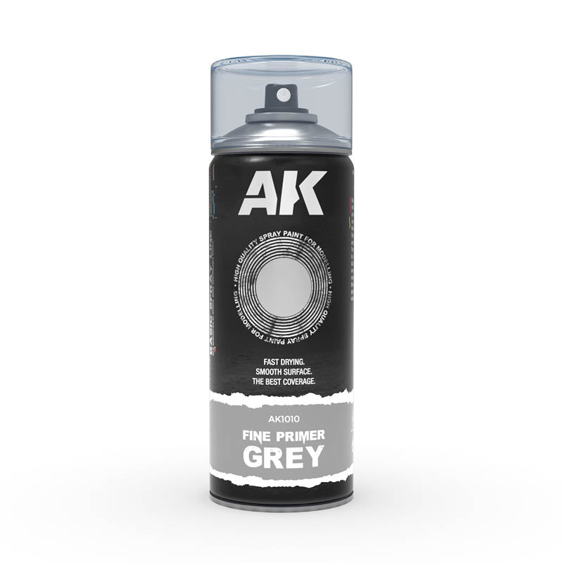 Bombe de sous couche : AK Fine Primer Grey - Spray 400ml (Includes 2 nozzles)