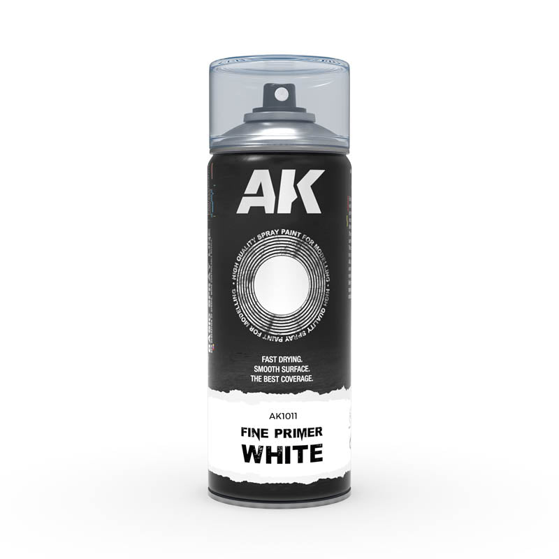 Bombe de sous couche : AK Fine Primer White - Spray 400ml (Includes 2 nozzles)