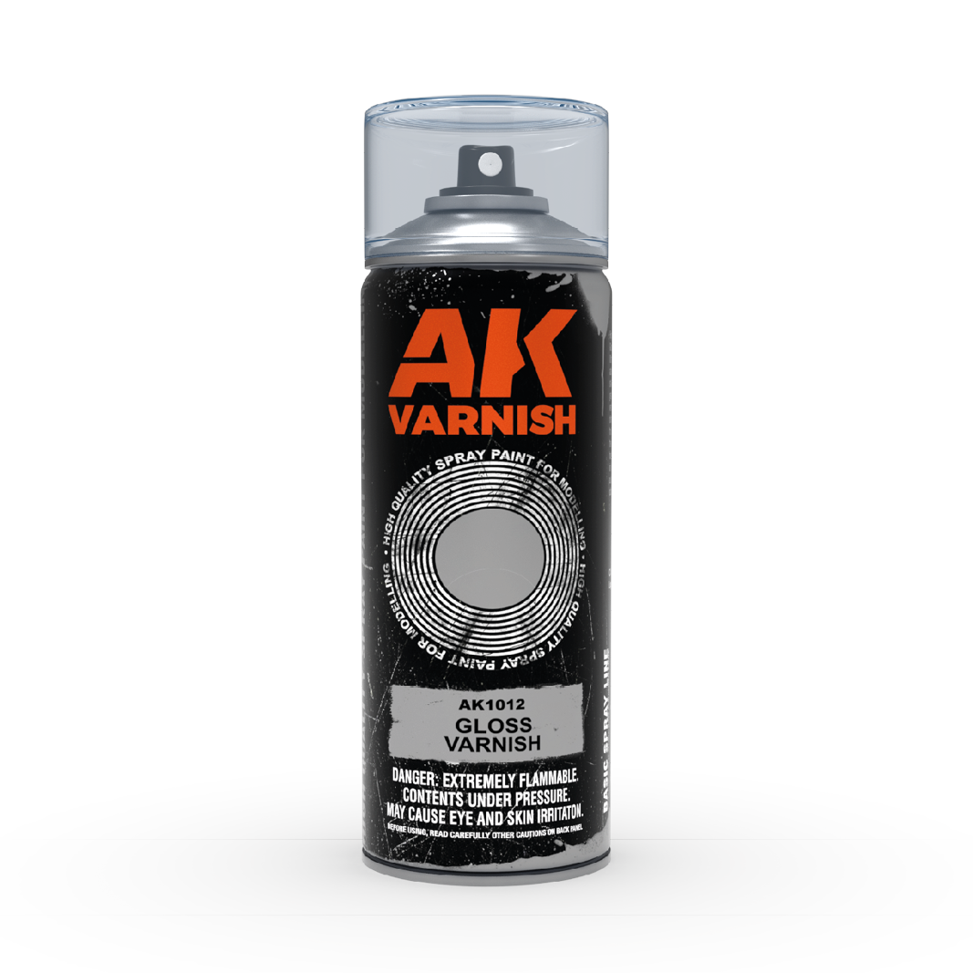 Bombe de sous couche : AK Gloss Varnish - Spray 400ml (Includes 2 nozzles)