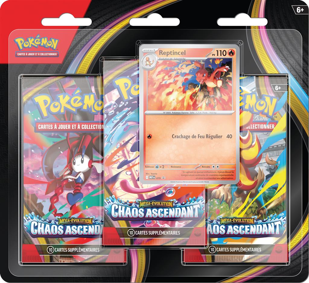 Pokémon ME04 : pack 3 boosters Chaos Ascendant en Francais (Limité à un exemplaire par client sortie officielle le 22-05-26)