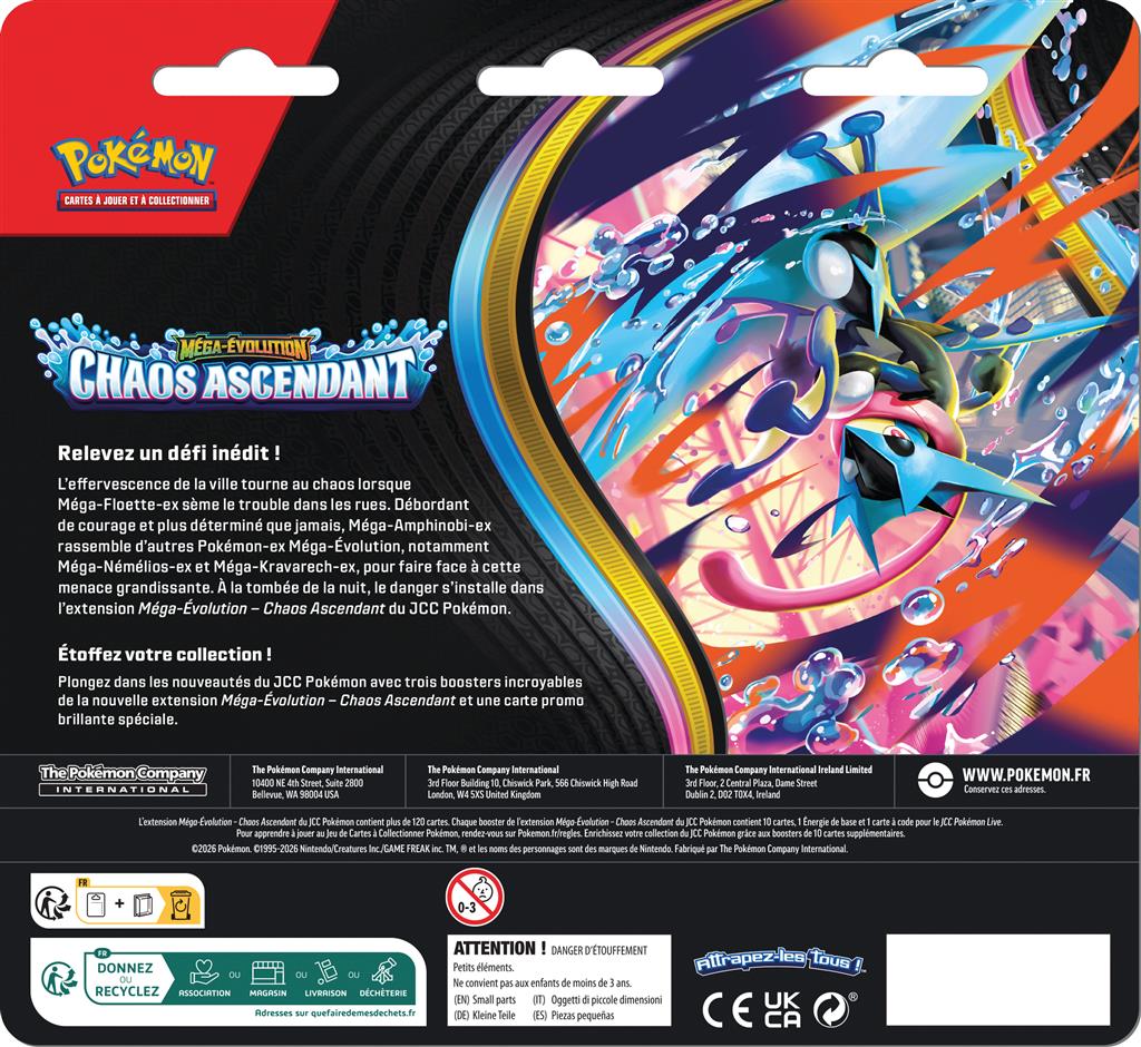 Pokémon ME04 : pack 3 boosters Chaos Ascendant en Francais (Limité à un exemplaire par client sortie officielle le 22-05-26)
