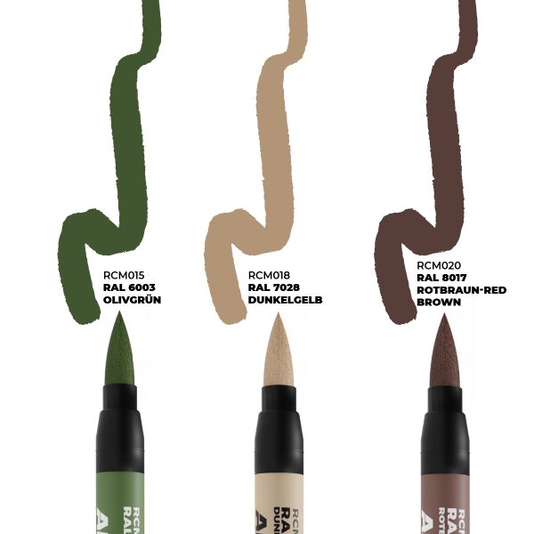 AK.Real.Colors.markers : LATE GERMAN AFV CAMO COLORS - SET 3 REAL COLORS MARKERS