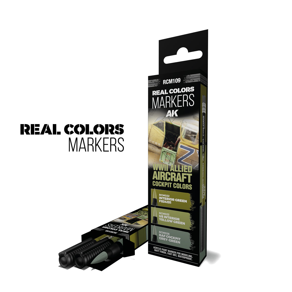 AK.Real.Colors.markers : WWII ALLIED AIRCRAFT COCKPIT COLORS - SET 3 REAL COLORS MARKERS
