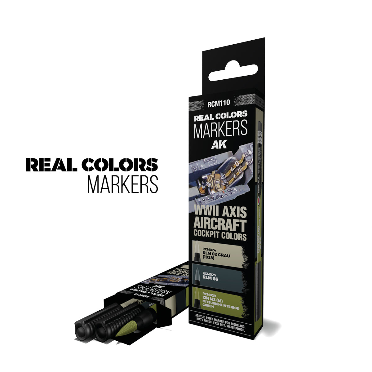 AK.Real.Colors.markers : WWII AXIS AIRCRAFT COCKPIT COLORS - SET 3 REAL COLORS MARKERS