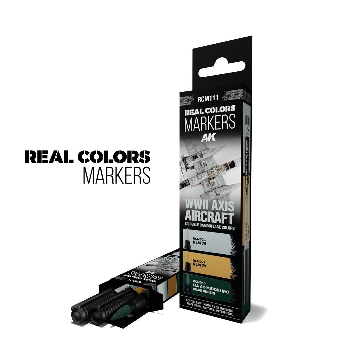 AK.Real.Colors.markers : WWII AXIS AIRCRAFT SQUIGGLE CAMOUFLAGE COLORS - SET 3 REAL COLORS MARKERS