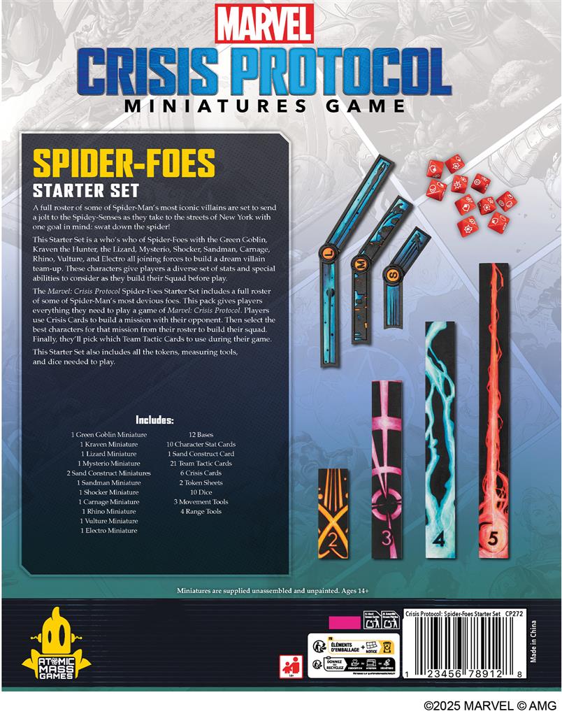 Marvel Crisis Protocol: Spider Foes Starter Set de base en Anglais (LIVRAISON GRATUITE)