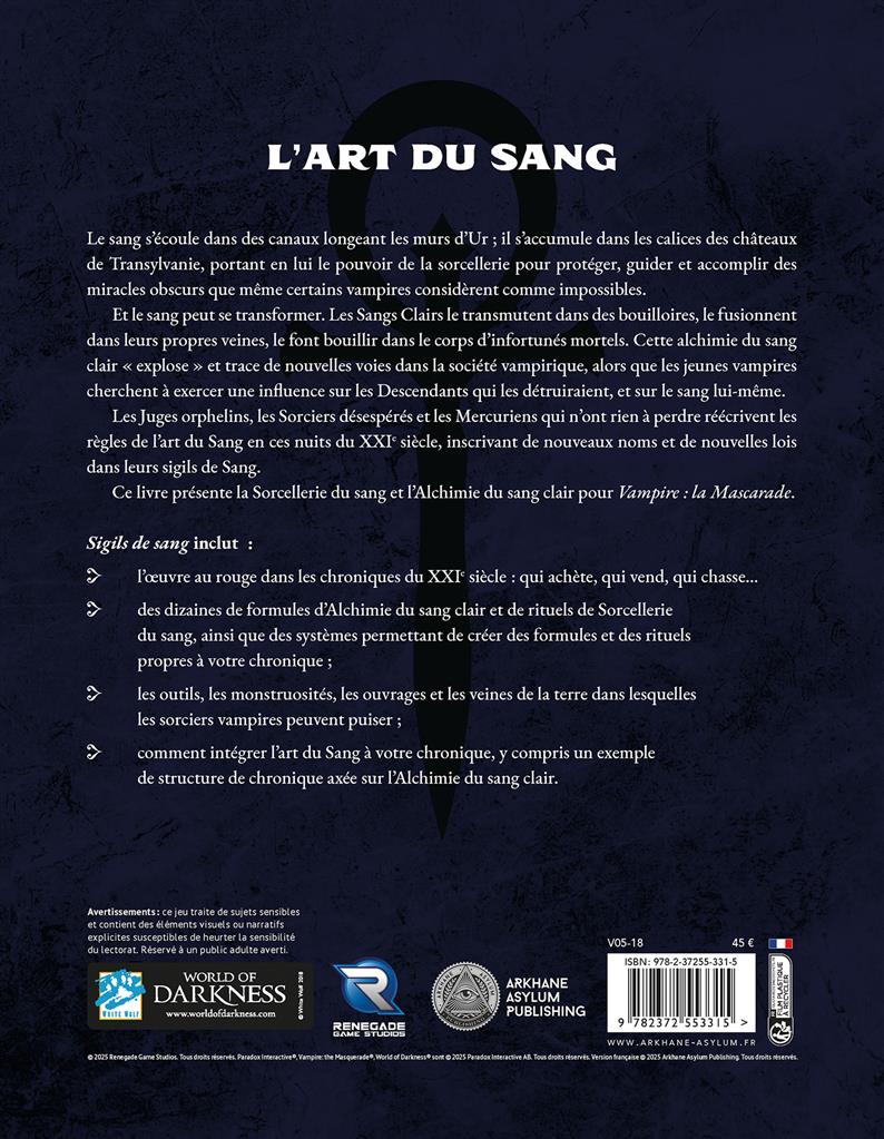 Vampire la Mascarade V5 : Sigil de Sang