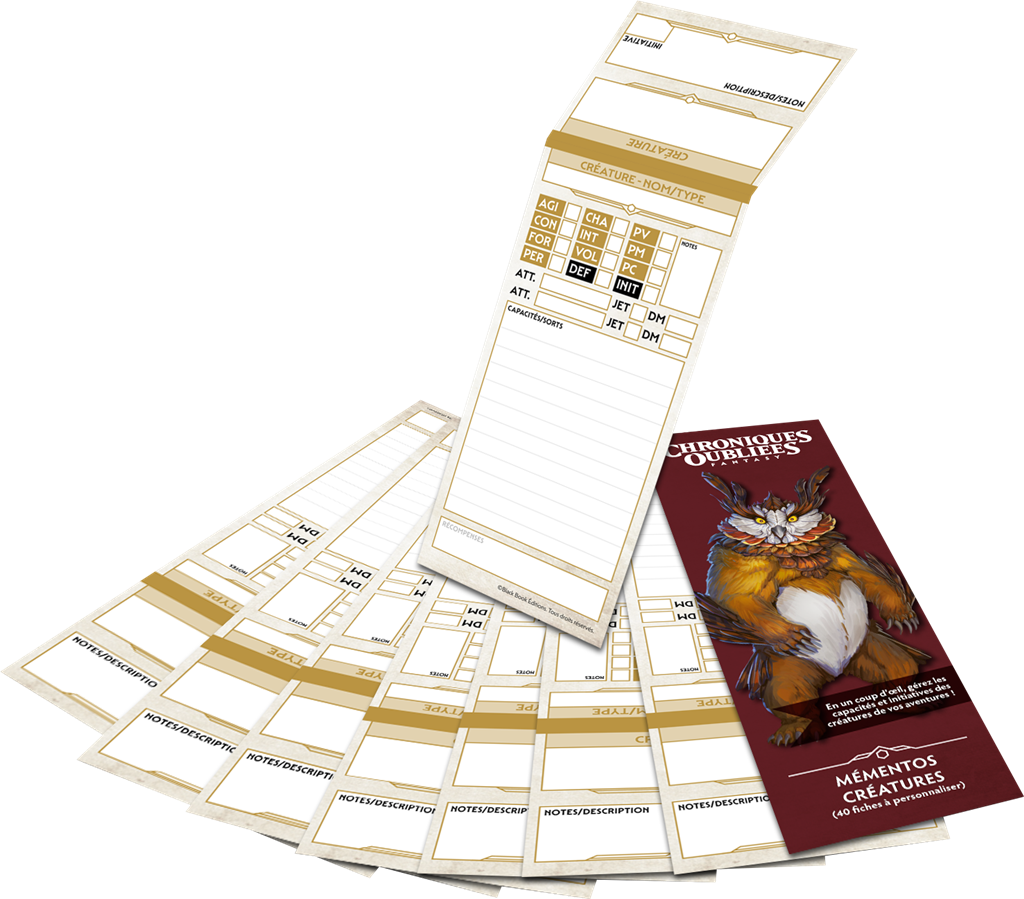 Chroniques Oubliées 2ème Edition - Mémentos Créatures