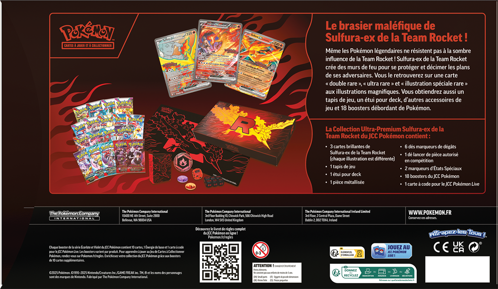 Pokémon : Coffret Ultra Premium Collection (18b)Sulfura-ex de la Team Rocket(LIVRAISON GRATUITE)(Limité à un exemplaire par client)