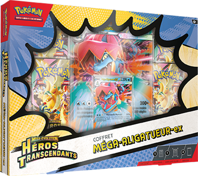 Pokémon Q126 : Méga évolution Héros Transcendants Coffret Méga Aligatueur EX (4 boosters)( Limité à un exemplaire par client)