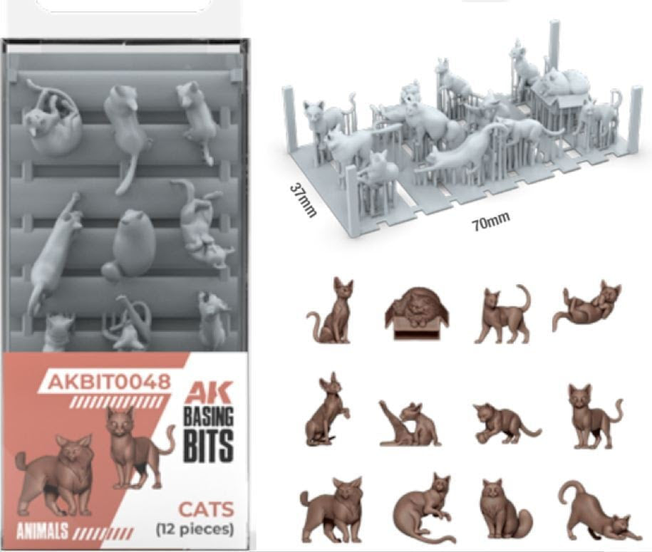 AK Interactive - Basing bits - cats (x12) (Disponible en juillet)