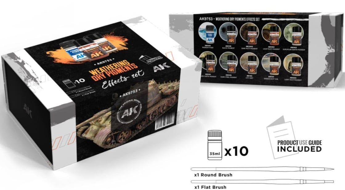 AK Interactive - Pigments - Weathering dry pigments (x10) (Disponible en juillet)