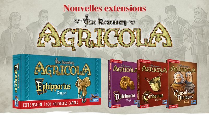 Pack nouveautés Agricola : Ephipparius deck/Dulcinaria deck/Consul Dirigens/Corbarius deck