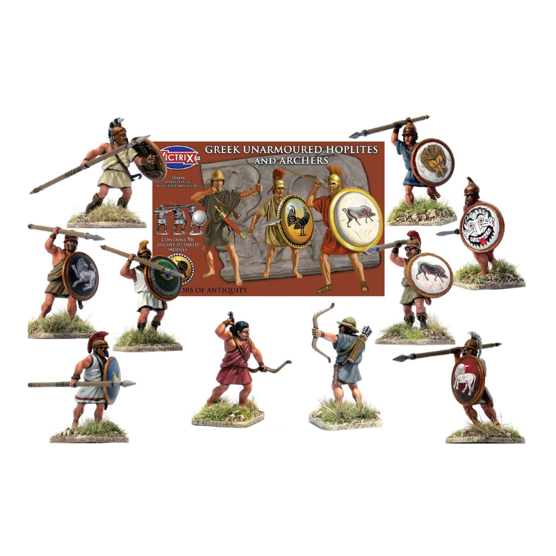 Victrix Miniatures 28mm Antiquité - Greek Unarmoured Hoplites and archers