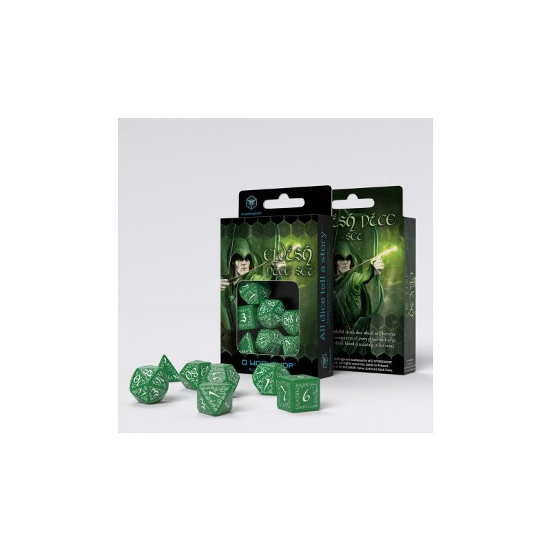 Set de Dés Elfique - Vert & Blanc (7)