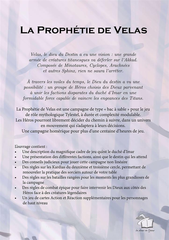 Tylestel : La Prophétie de Velas (frais de port gratuit)