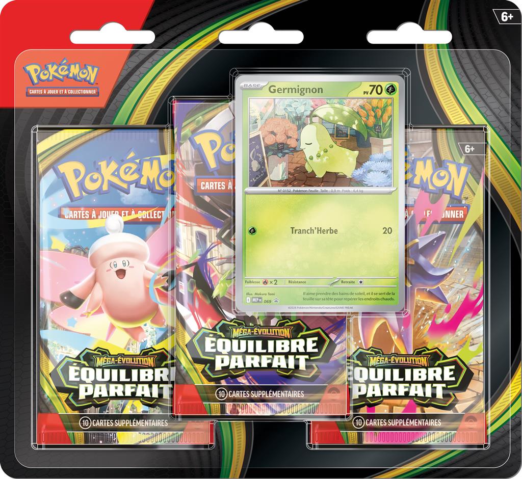 Pokémon ME03 : Pack 3 boosters Méga-Evolution Equilibre Parfait en Francais (Limité à un exemplaire par client sortie officielle le 27-03-26)