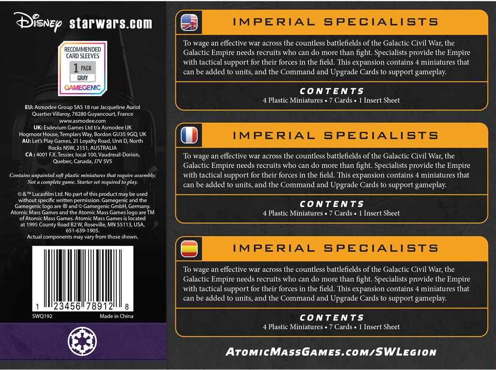 Star Wars Légion : Imperial Specialists (Reissue)