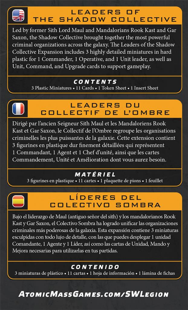 Star Wars Légion : Leaders of the Shadow Collective (Reissue)/Leaders des membres du Collectif de l’Ombre