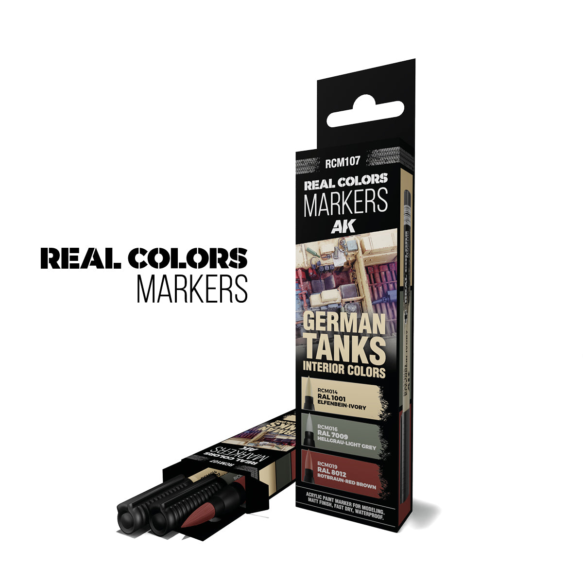 AK.Real.Colors.markers : GERMAN TANKS INTERIOR COLORS - SET 3 REAL COLORS MARKERS