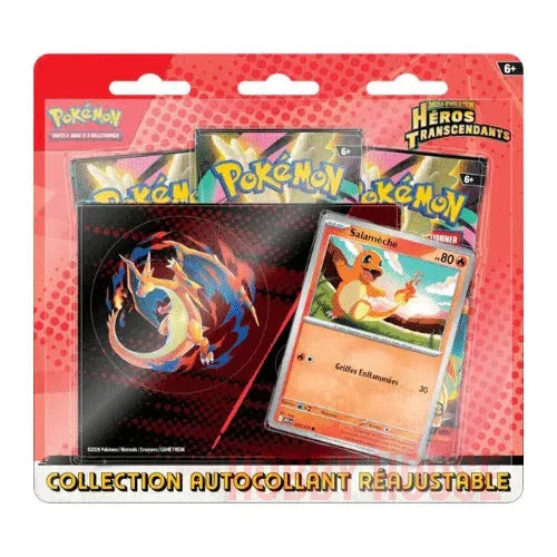 Pokémon Q126 :Tech Sticker 3-Pack (3 b) (blister) Méga-Evolution Héros Transcendants Salaméche (limité à 1 seul exemplaire par client)