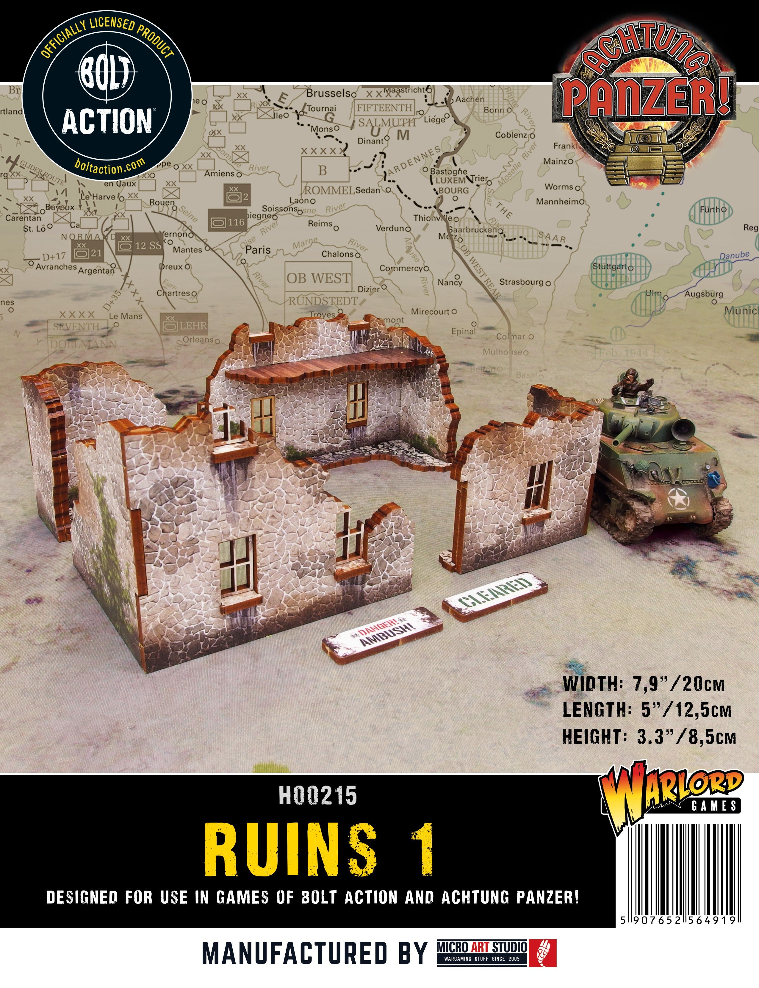 WW2 Achtung Panzer Normandy Ruin 1 (28mm) PRÉPEINTS