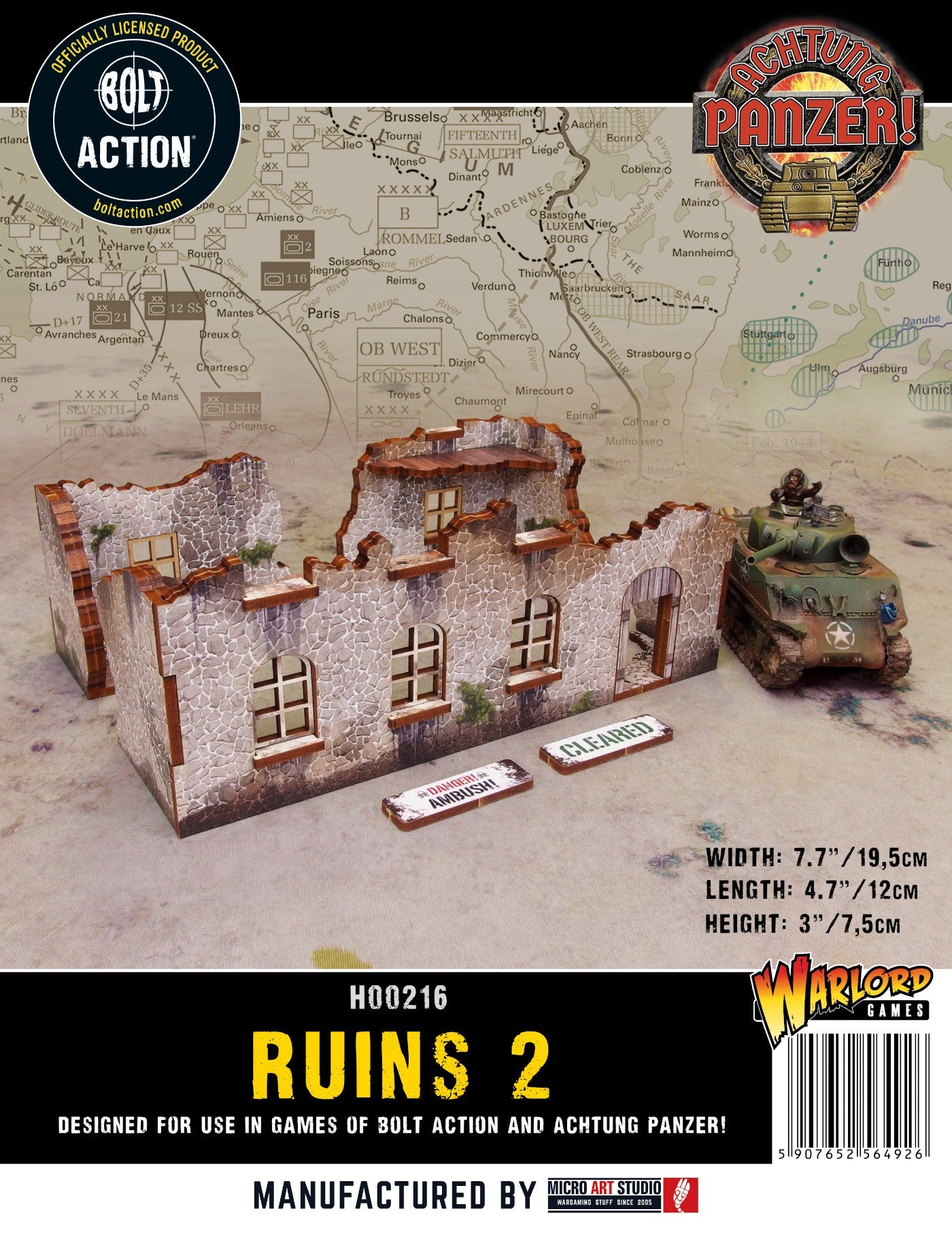 WW2 Achtung Panzer Normandy Ruin 3 (28mm) PRÉPEINTS