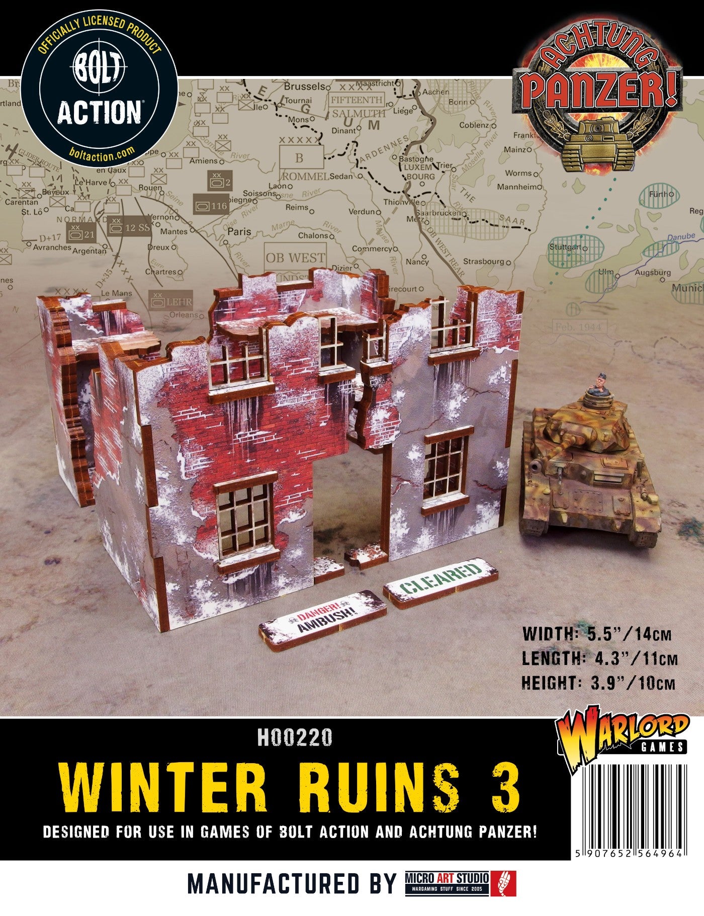 WW2 Achtung Panzer Normandy Winter Ruin 3 (28mm) PRÉPEINTS