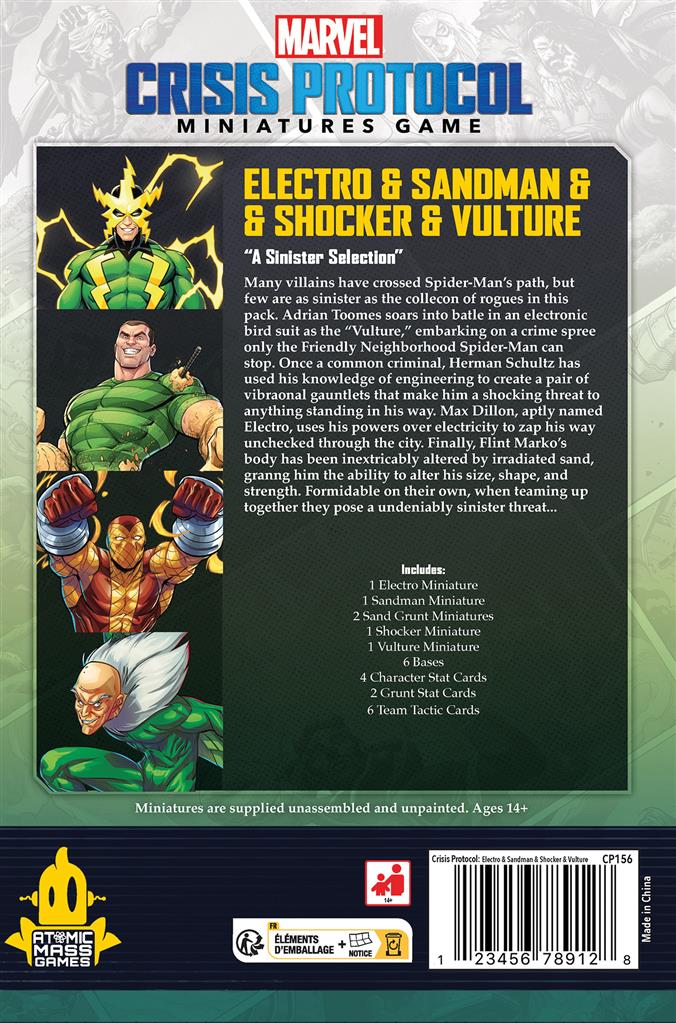 Marvel Crisis Protocol :Electro/Sandman/Shocker/Vulture