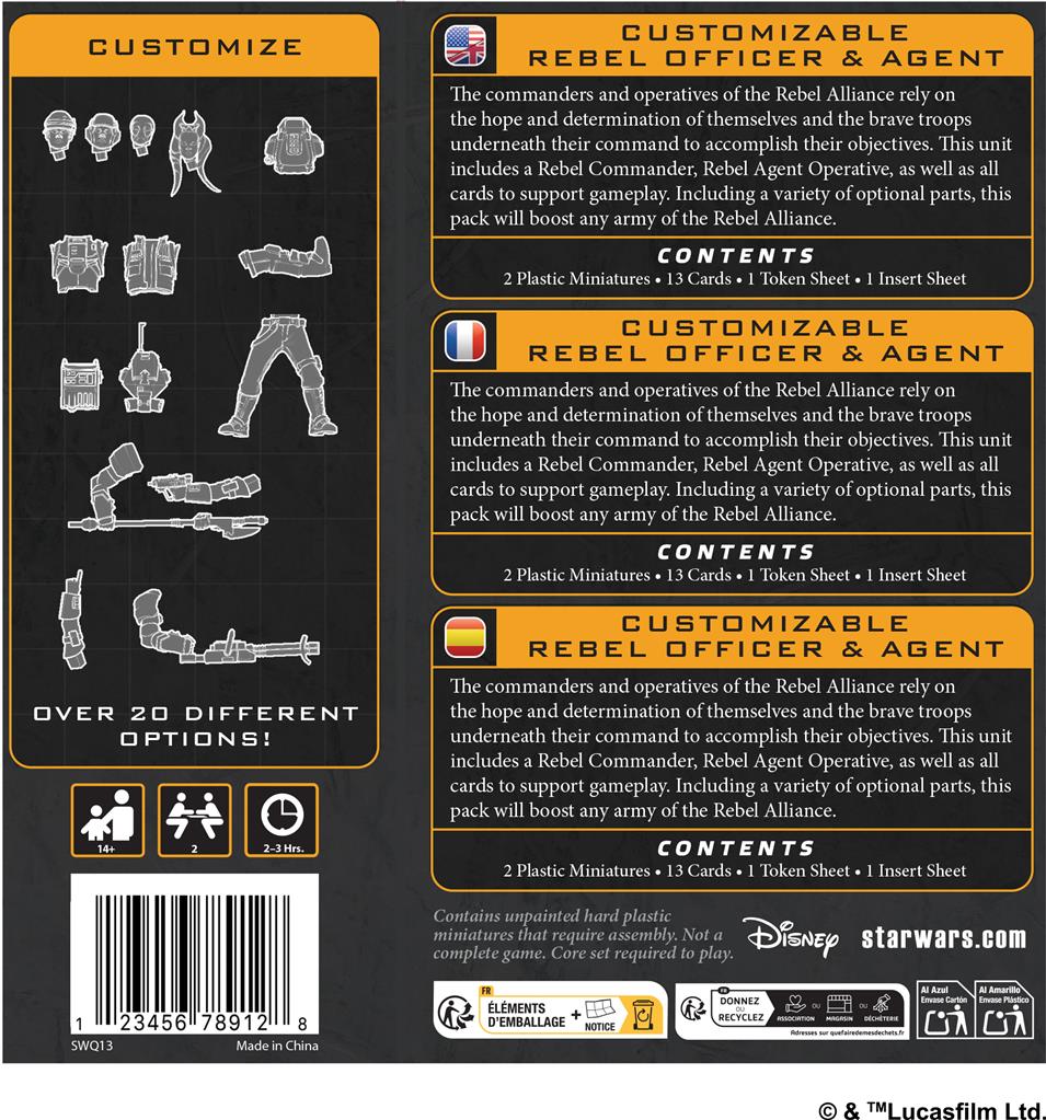 Star wars Légion : Officier et agents rebelles personnalisables (EN STOCK)