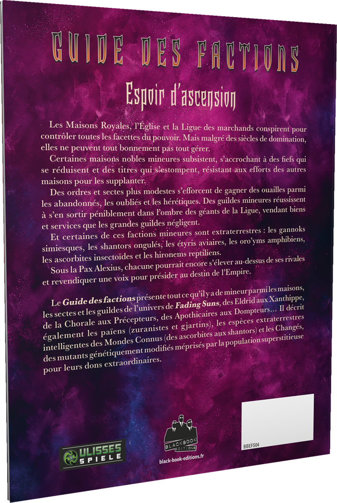 Fading Suns - Guide des factions (LIVRAISON GRATUITE)