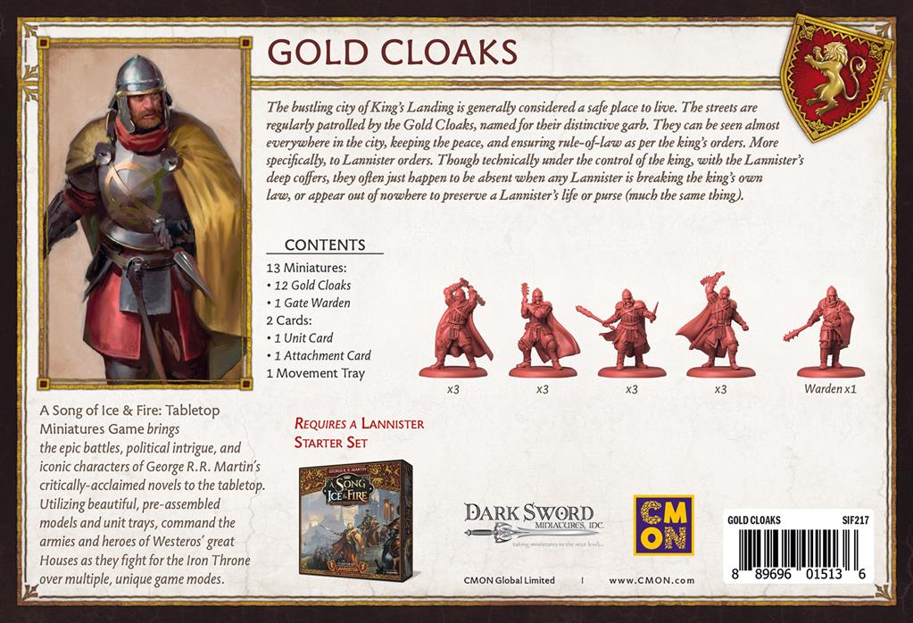 Trône de Fer Jeu de Figurine :  Manteaux d’Or [L27](OPÉRATION GRAND MÉNAGE DE PRINTEMPS)