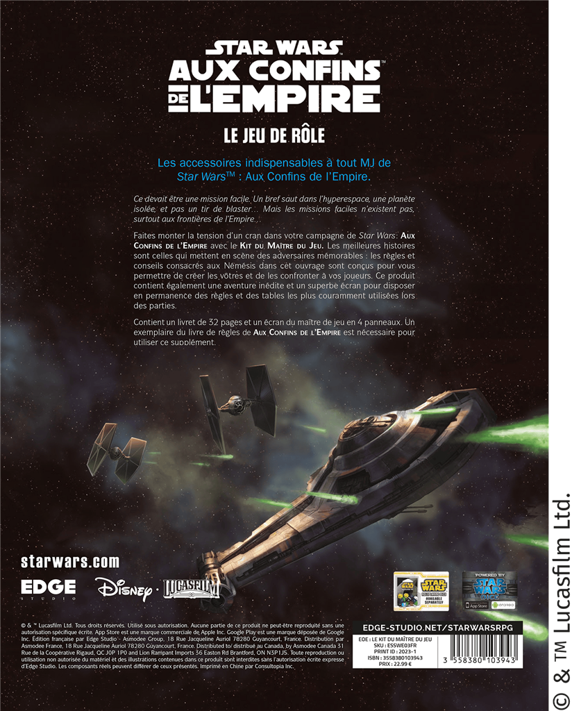Star Wars Aux Confins de l'Empire Kit Maître Jeu