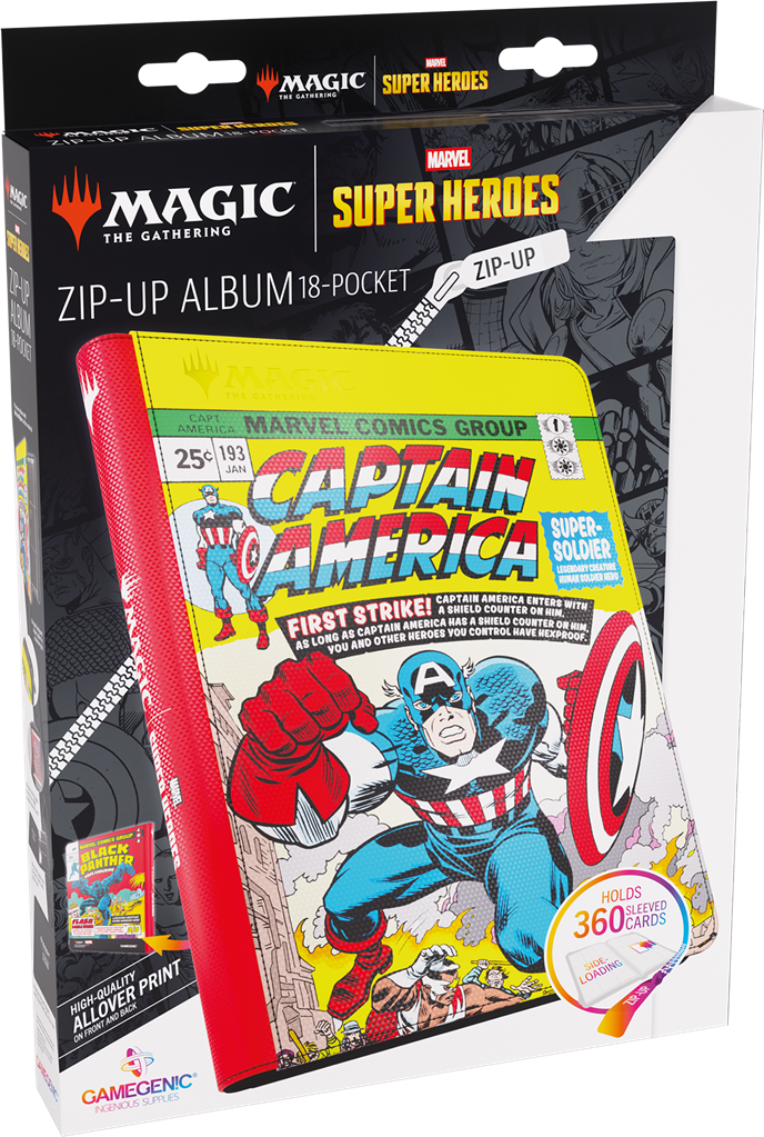 Gamegenic: Magic The Gathering Marvel Super Heroes Zip Album 18-Pocket - Captain America