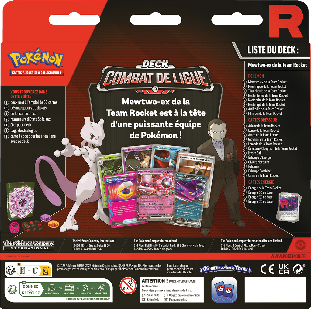 Pokémon : Coffret combat de ligue novembre Mewtwo ex de la Team Rocket