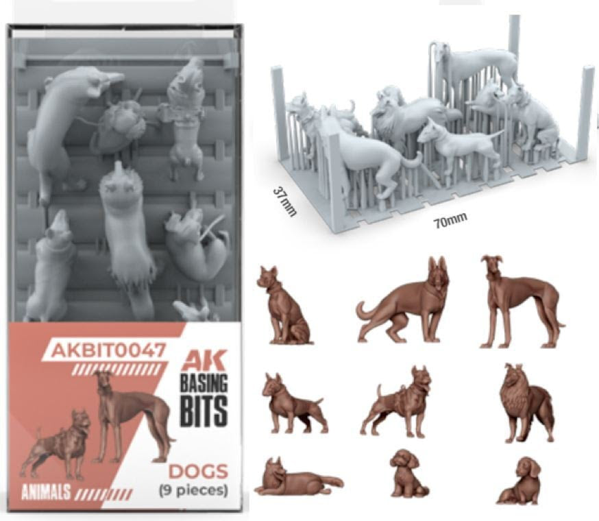 AK Interactive - Basing bits - dogs (x9) (Disponible  en juillet)