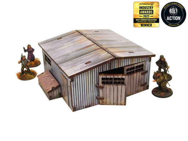 WW2 Normandy Large Tin Shed PREPAINTED [28mm/1:56]