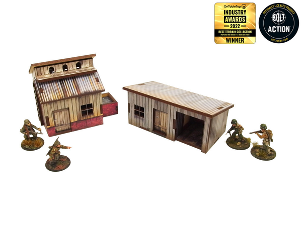 WW2 Normandy Small Sheds w. Dovecote PREPAINTED [28mm/1:56]