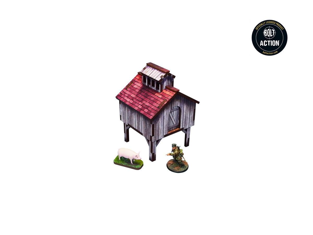 WW2 Normandy Stable w. Dovecote PREPAINTED [28mm/1:56]