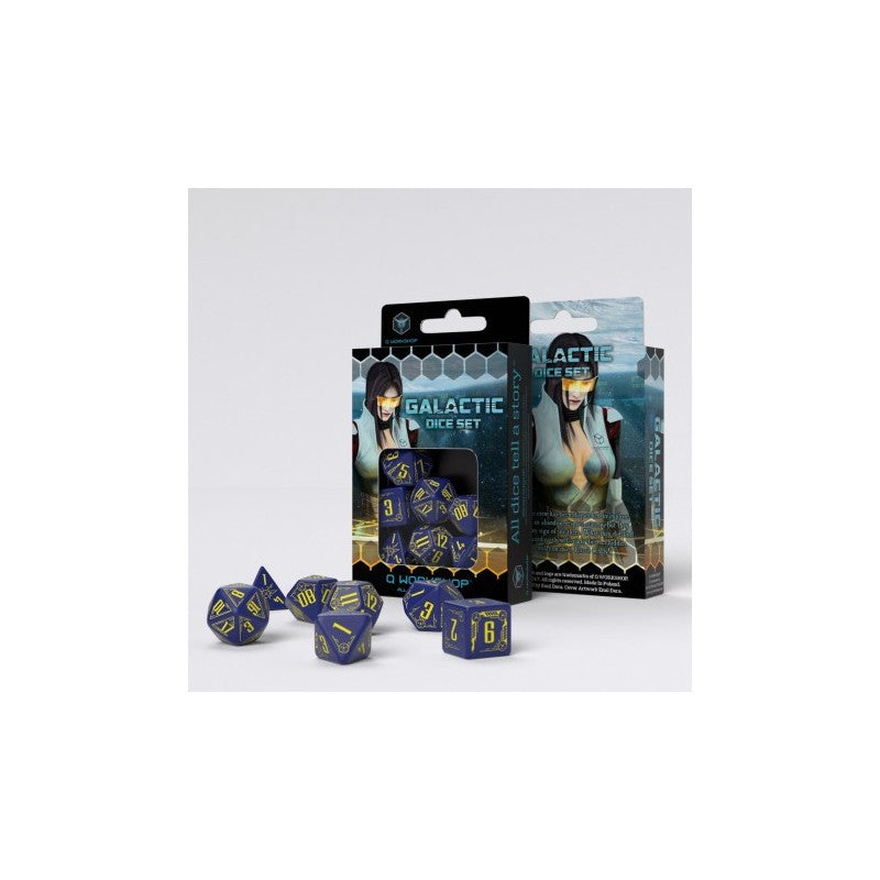 Set de Dés Galactique Bleu marine & Jaune (7)