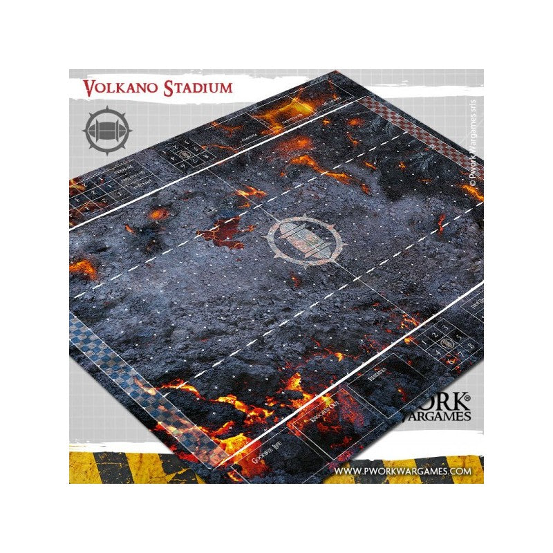 Tapis de jeu Blood Bowl néoprène - Volkano Stadium (RUPTURE DE STOCK FOURNISSEUR)