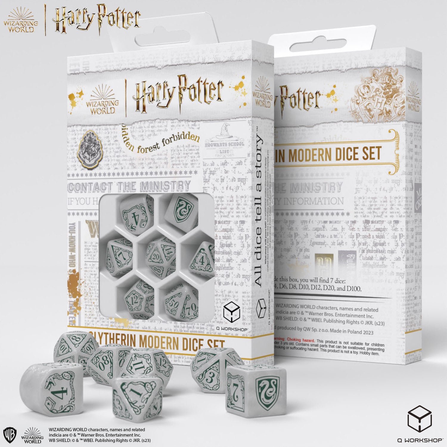 Set de Dés modernes Harry Potter - Serpentard Blanc