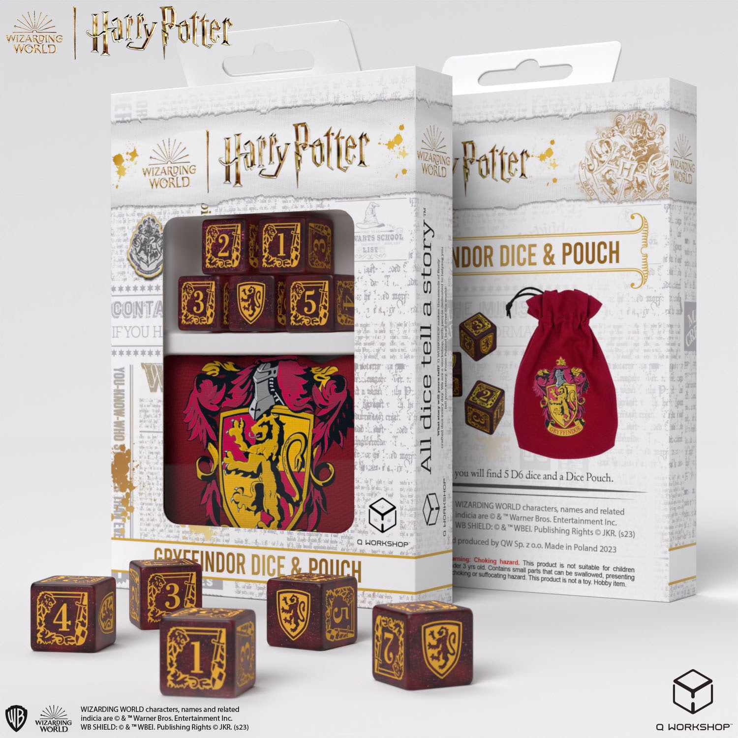 Set de D6 + Sac à dés Harry Potter - Griffondor