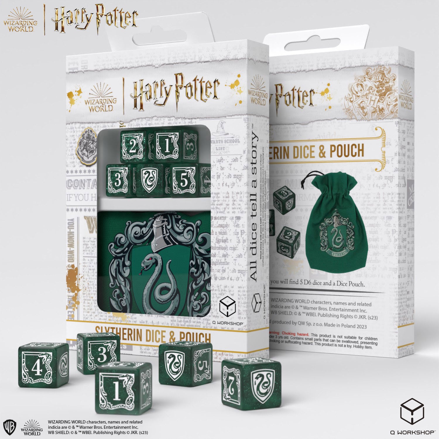 Set de D6 + Sac à dés Harry Potter - Serpentard